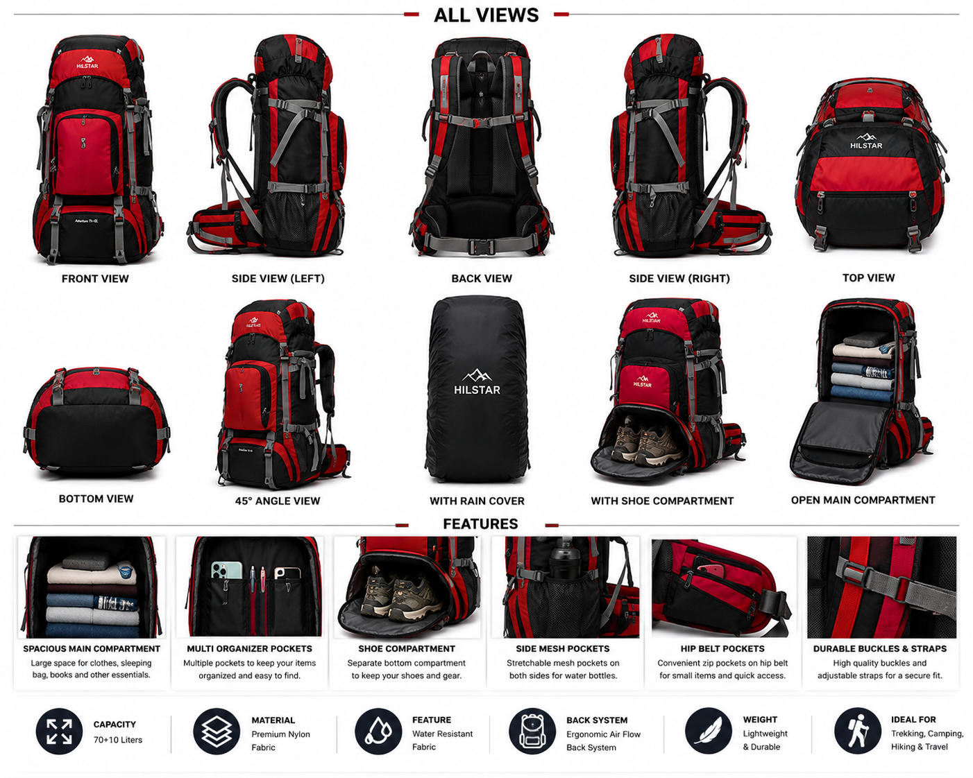 70+10L Mountaineering Travel Backpack – Waterproof Trekking Bag Manufacturer - Image 2