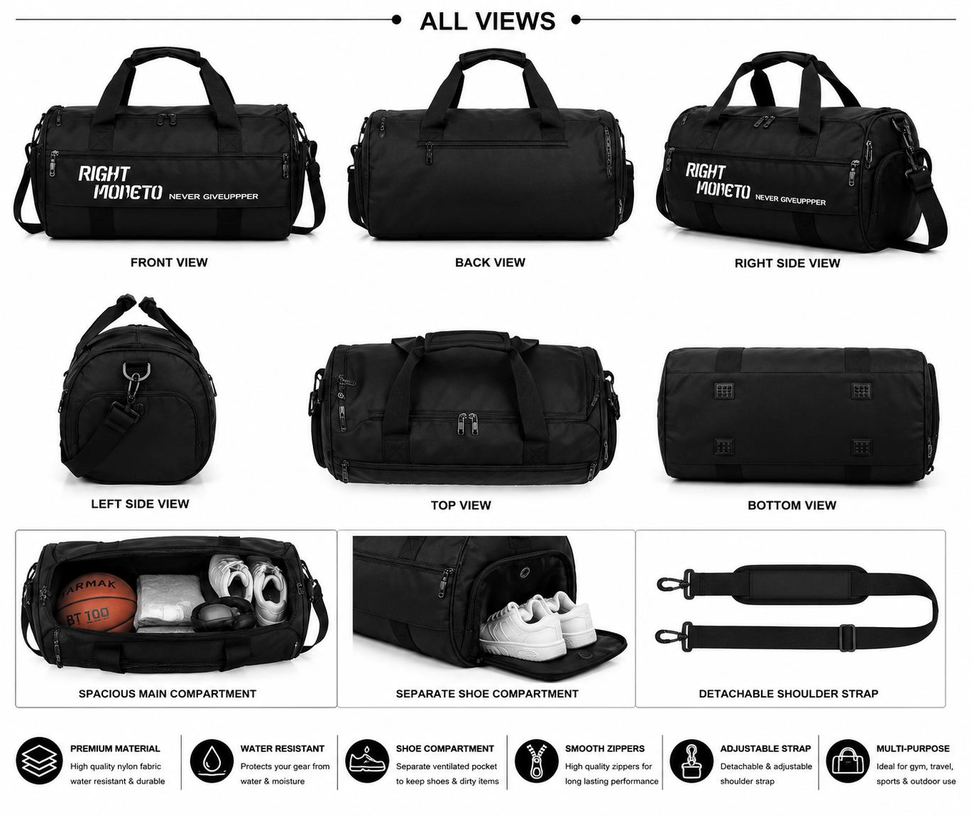 Waterproof Gym Duffel Bag – Nylon Sports Travel Bag Manufacturer - Image 2