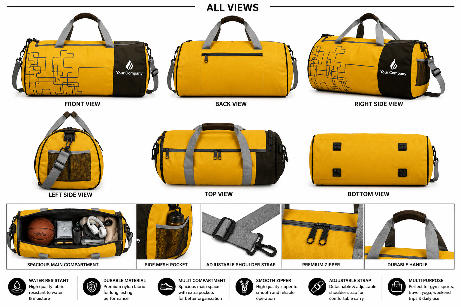 Premium Waterproof Gym Duffel Bag – Travel Sports Bag Manufacturer - Image 2