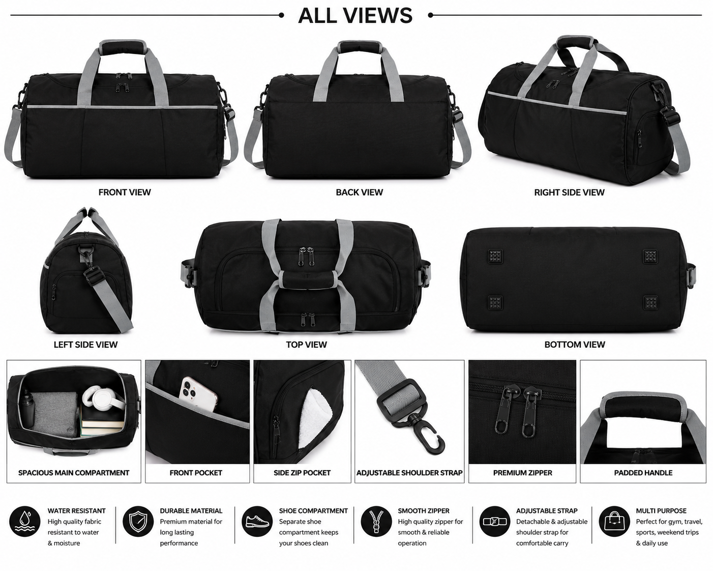 Large Capacity Waterproof Gym Duffel Bag – Sports Travel Bag Manufacturer - Image 2