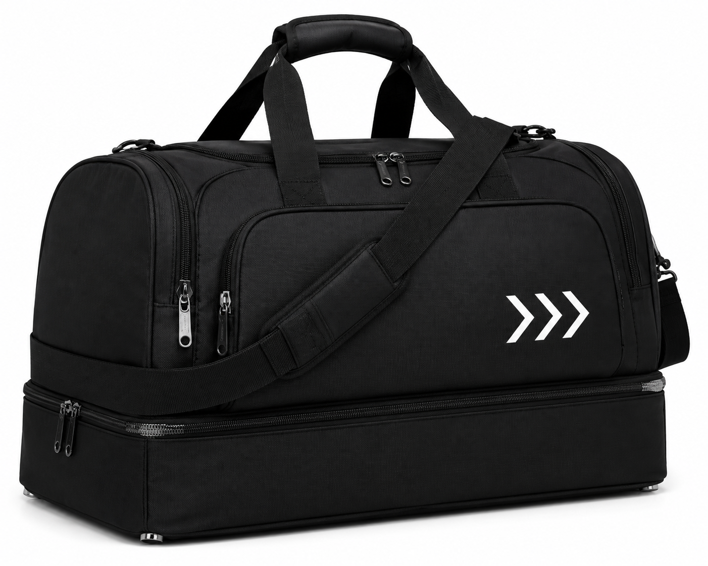 Expandable Waterproof Travel Duffel Bag with Shoe Compartment – Black