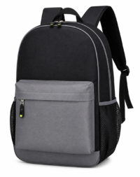 Waterproof Nylon School Backpack – Black Grey