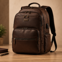 Executive Leather Laptop Backpack